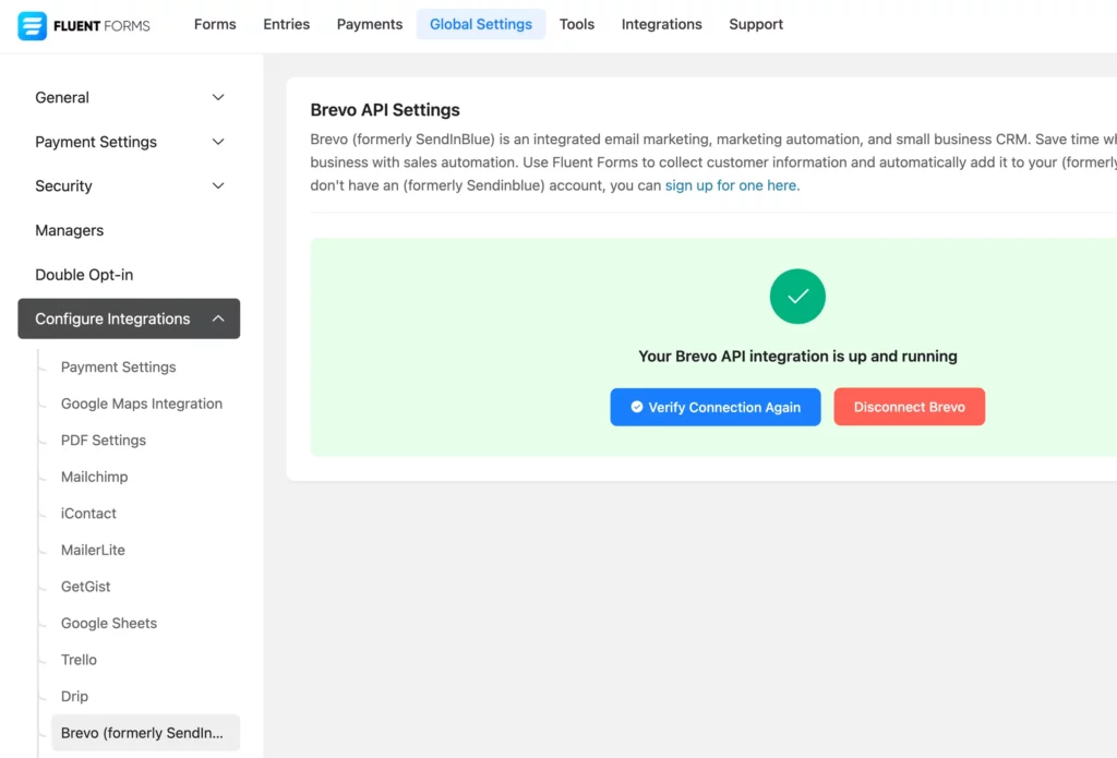 Fluent Forms Brevo integration