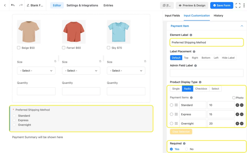 add shipping charge to your payment form