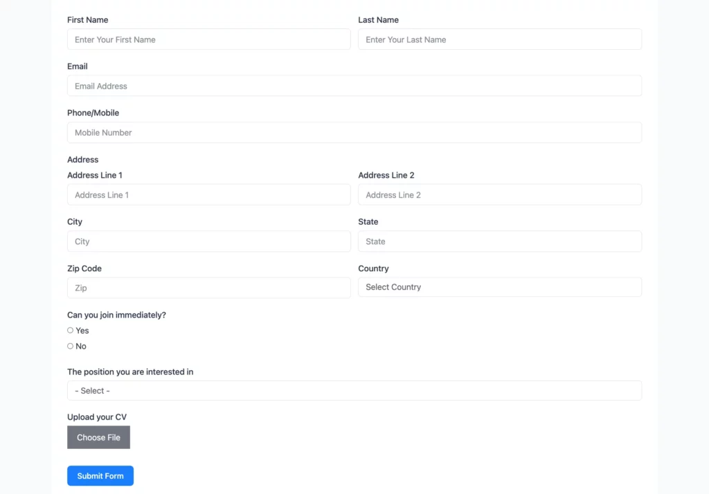 Single Step Form - Worst and Best example. Created with Fluent Forms