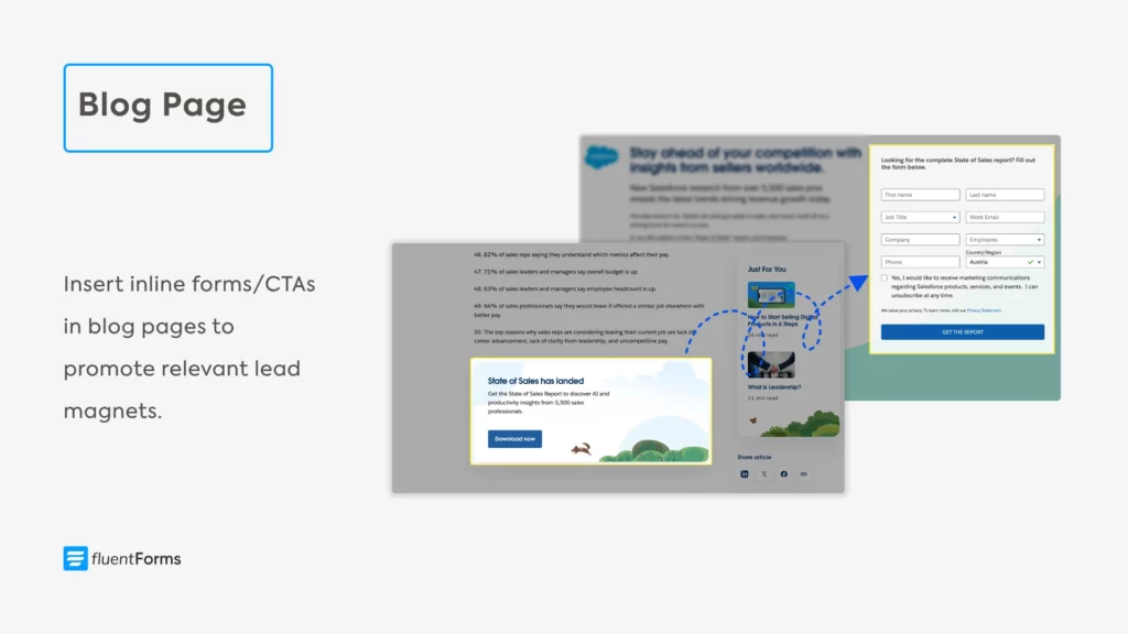 blog page lead magnet form
