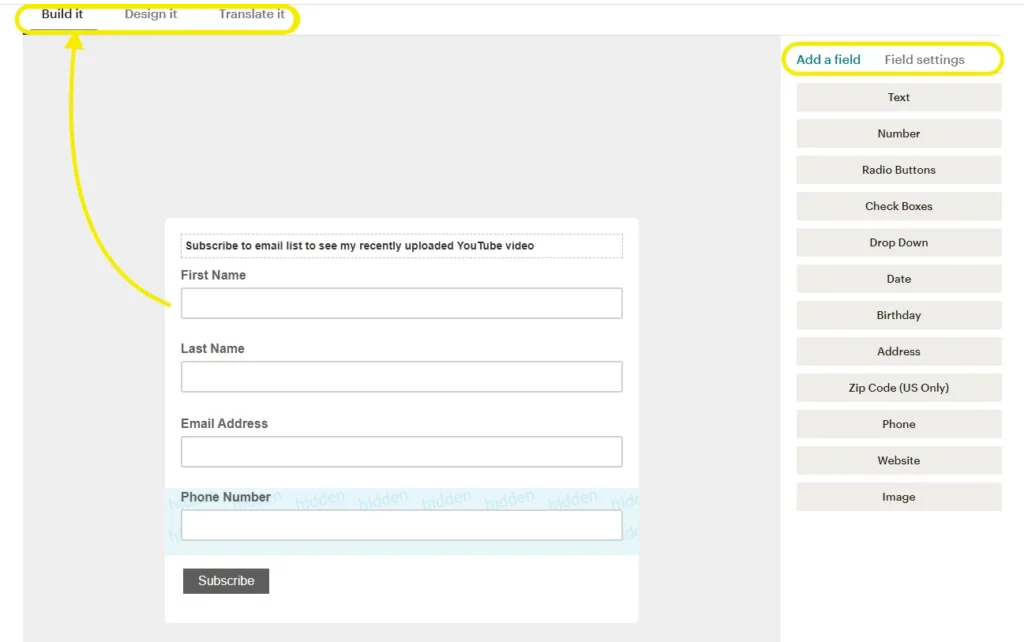 Mailchimp Signup form Build