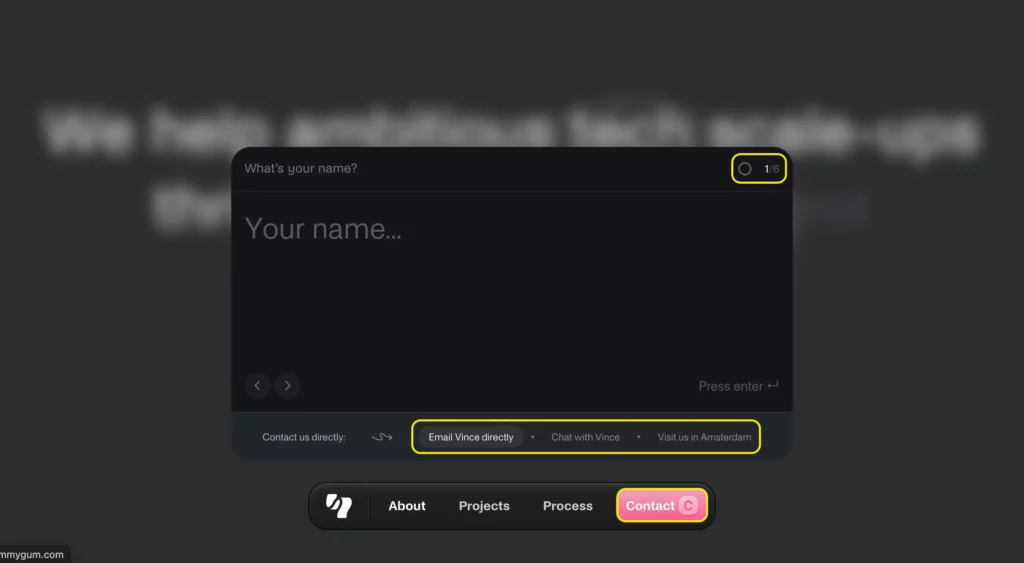 contact page conversational form