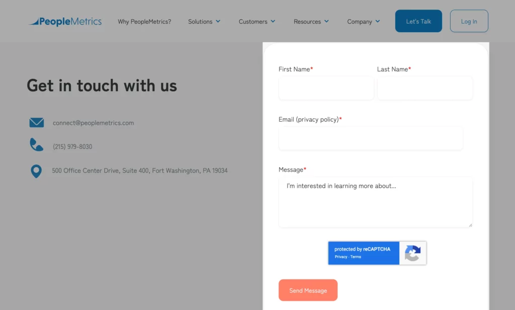 contact page form