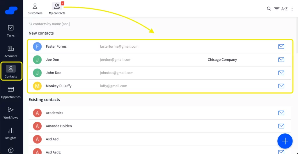 New contacts created in Salesflare from WordPress form submissions via Fluent Forms
