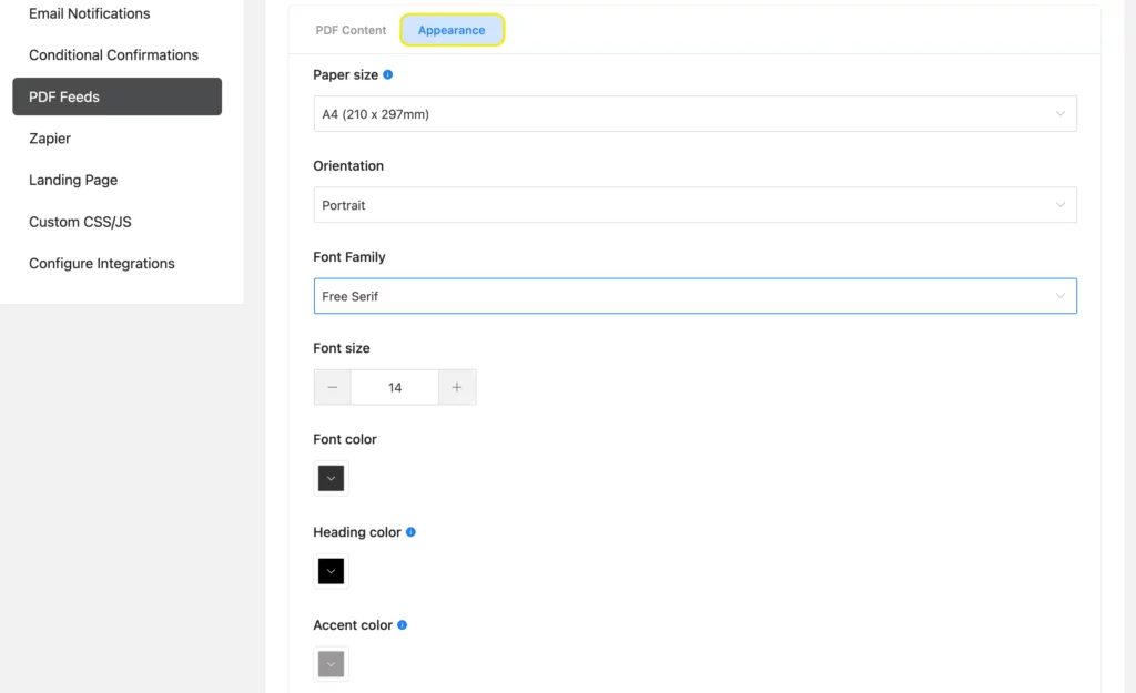 customize PDF feed appearance