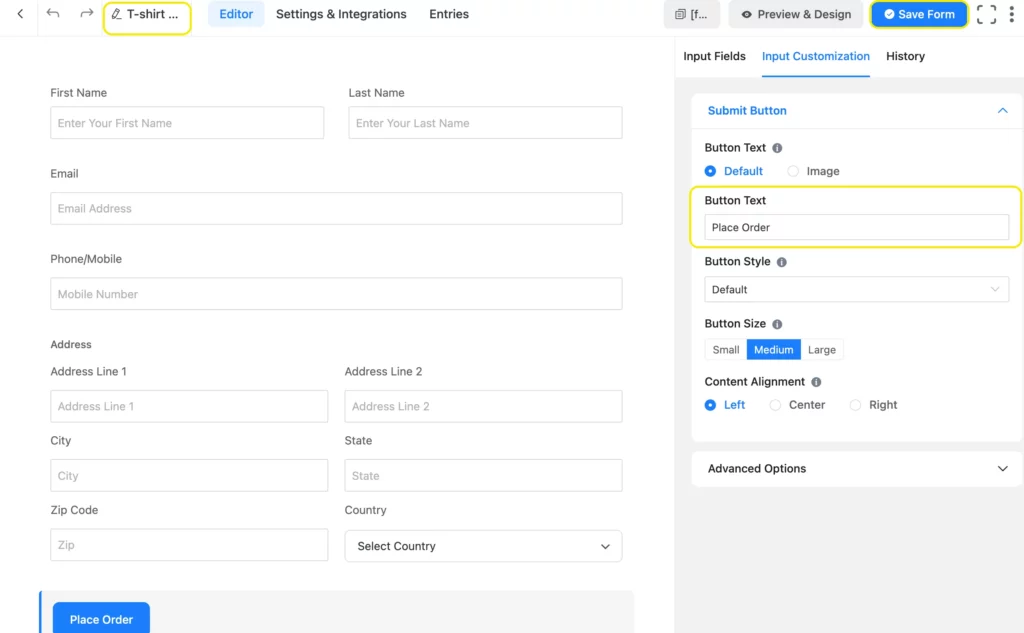 customize your payment form's submit button