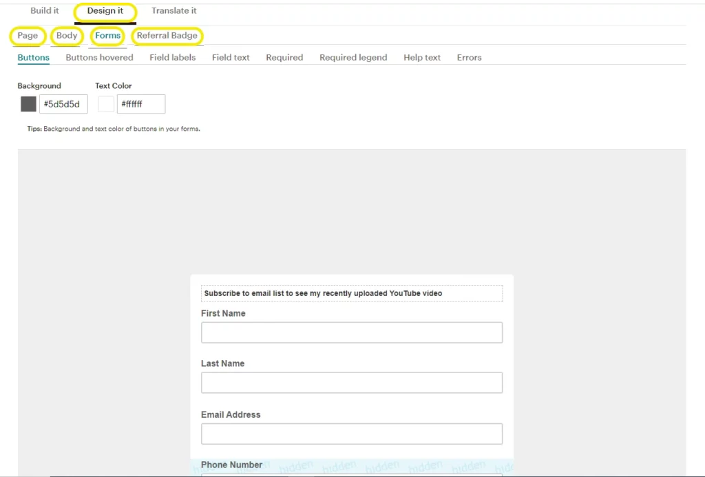 Mailchimp Signup form Design