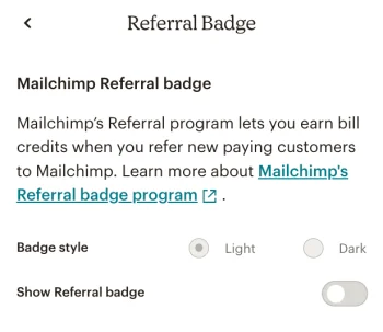 Mailchimp Referral badge