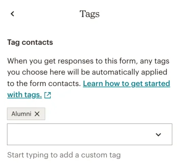 Mailchimp form tags