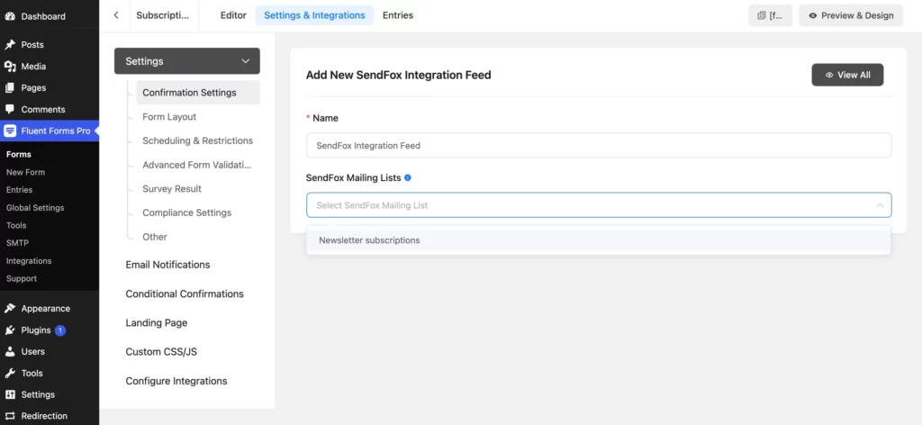SendFox email list
