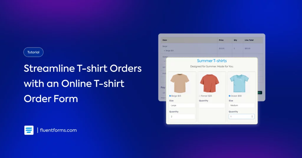 how to create an online t-shirt order form