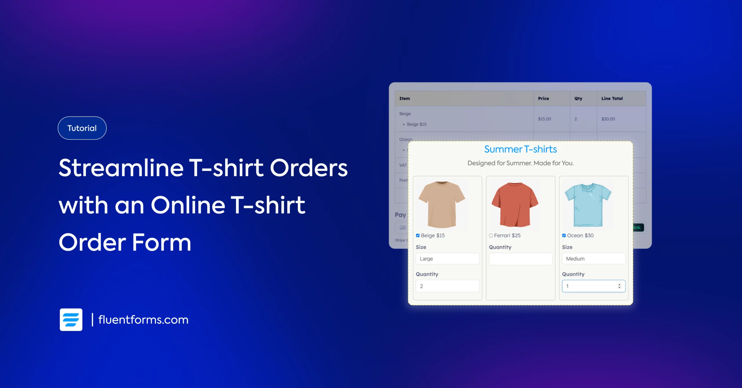 how to create an online t-shirt order form