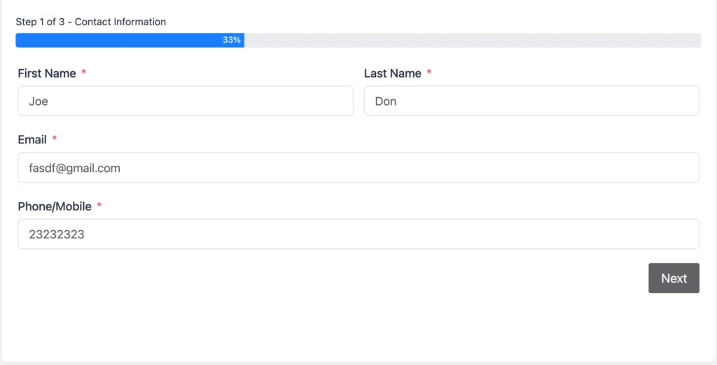 Multistep forms example- Fluent Forms