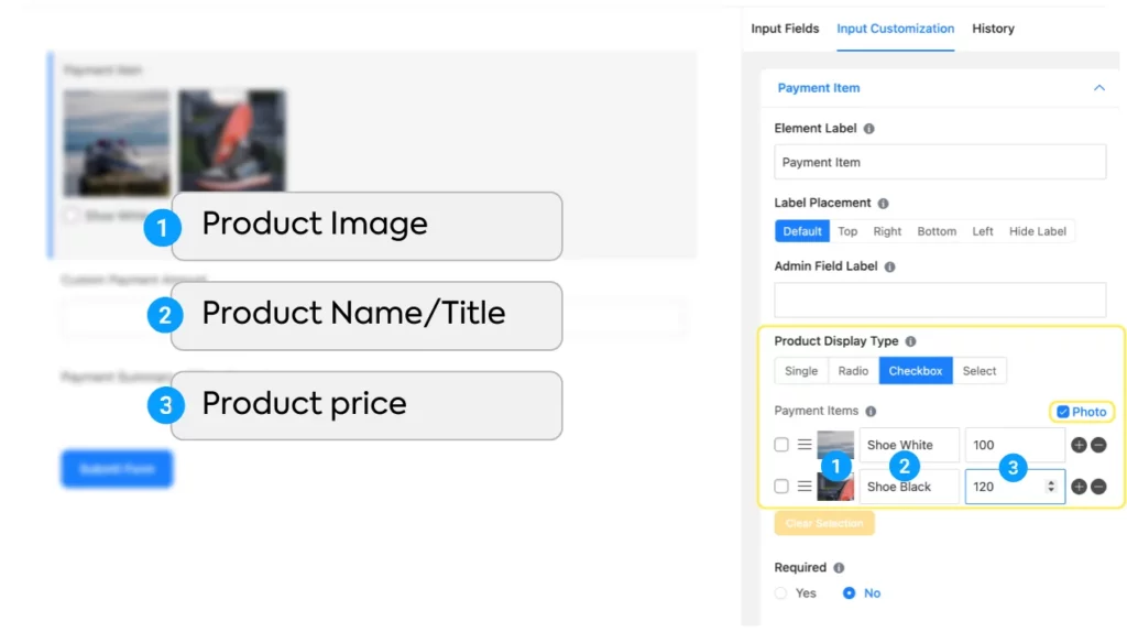 payment item input field