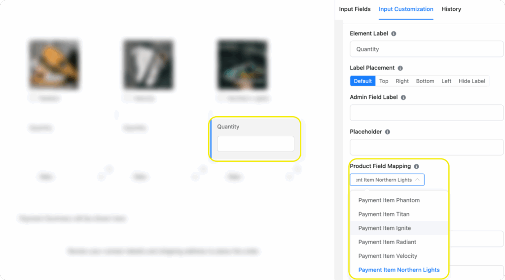 payment item quantity Fluent Forms