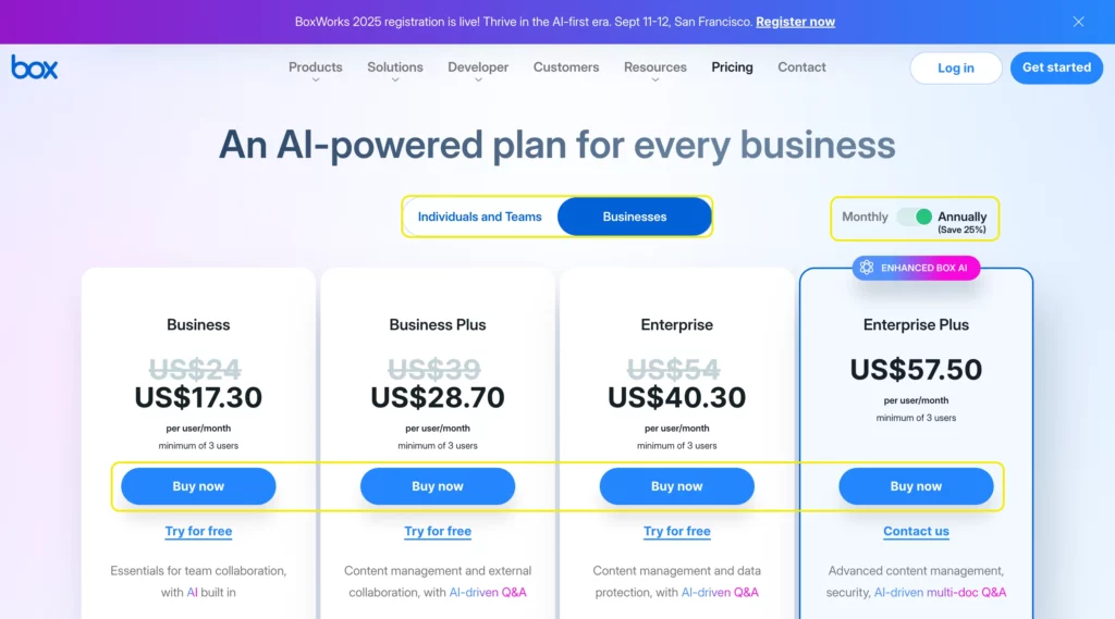 Pricing page