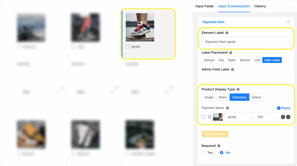 product/payment item field Fluent Forms
