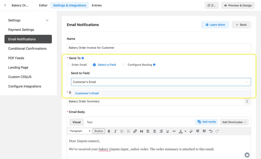 send PDF summaries to users' emails automatically after they submit a form