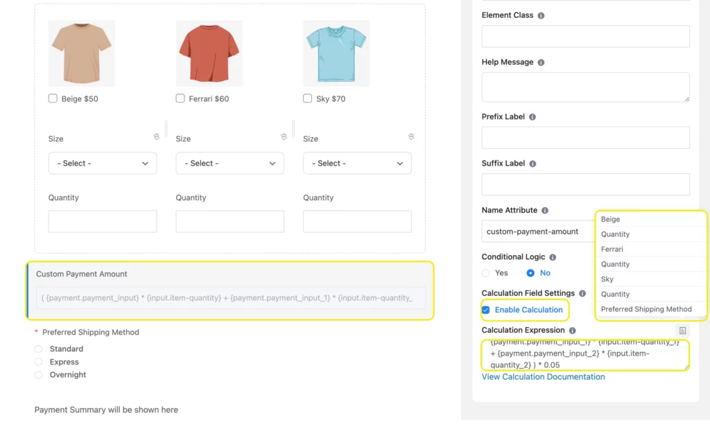 show tax amount to the total payment amount