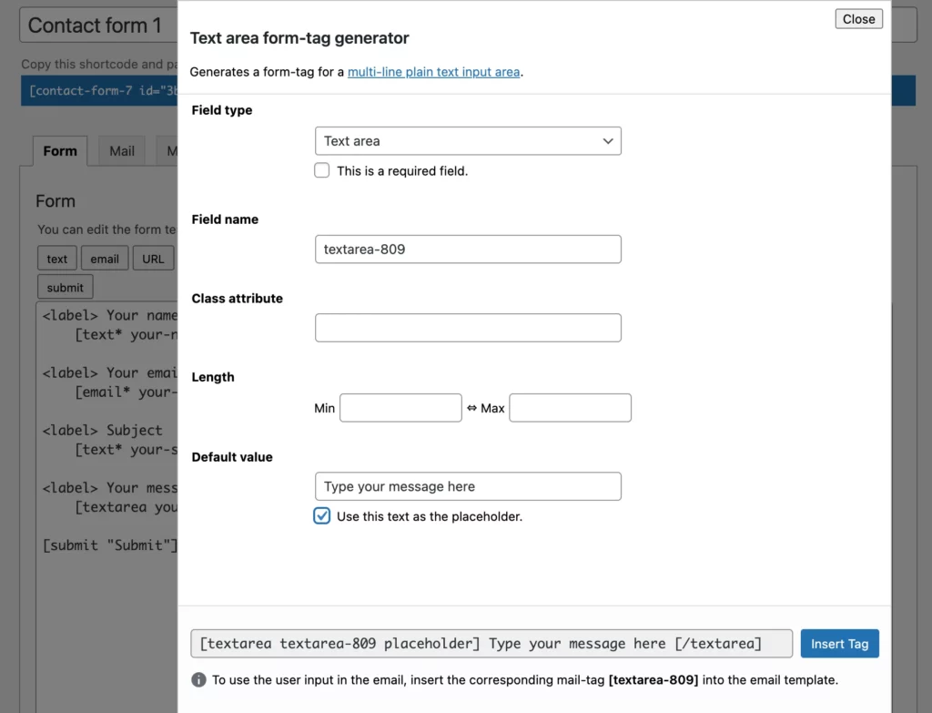 Contact Form 7 Shortcode based editor