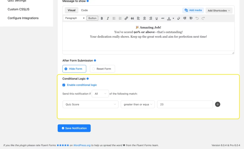 Setting conditions in conditional confirmation