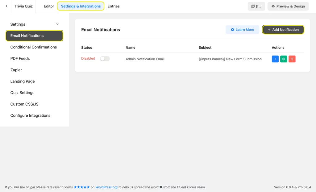 Adding email notification