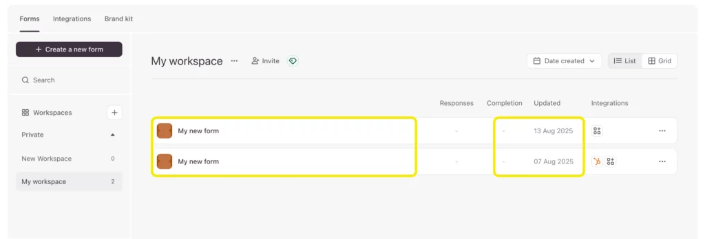 Typeform issue with renaming