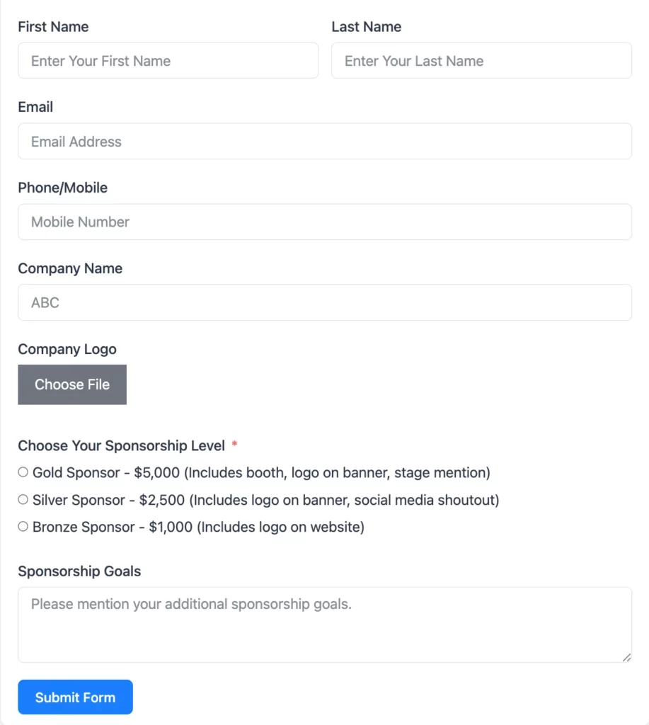 sponsorship form