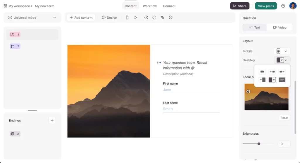 Typeform image layout