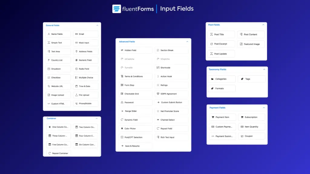 Fluent Forms Input Fields