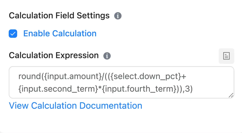 Calculation formula 58703