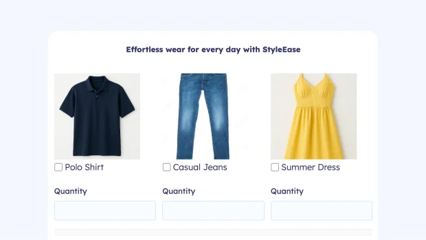 Clothing Order Form Image