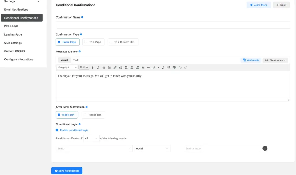 Conditional confirmation 58703
