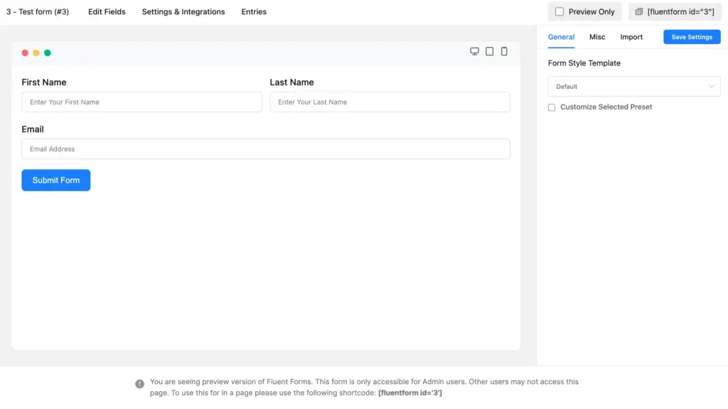 Desktop Preview -Form
