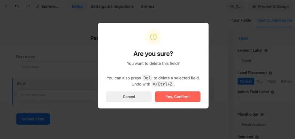 Keyboard Shortcut Fluent Forms