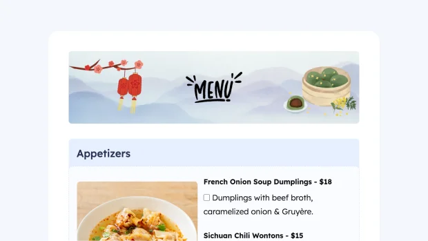 Menu order form thumb