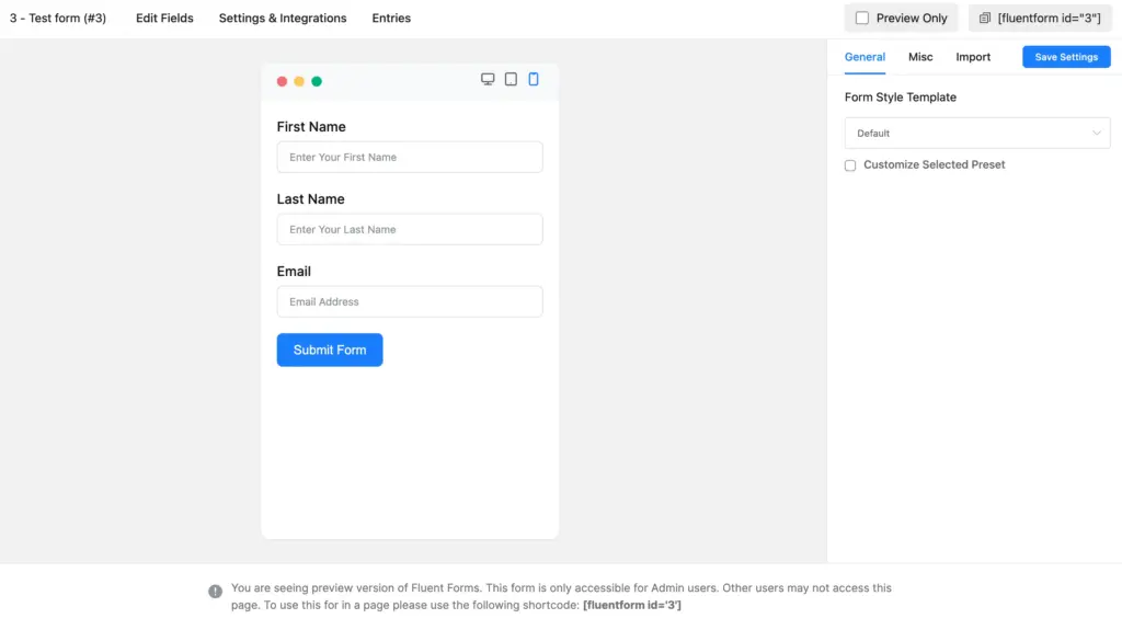 Mobile Preview - Forms