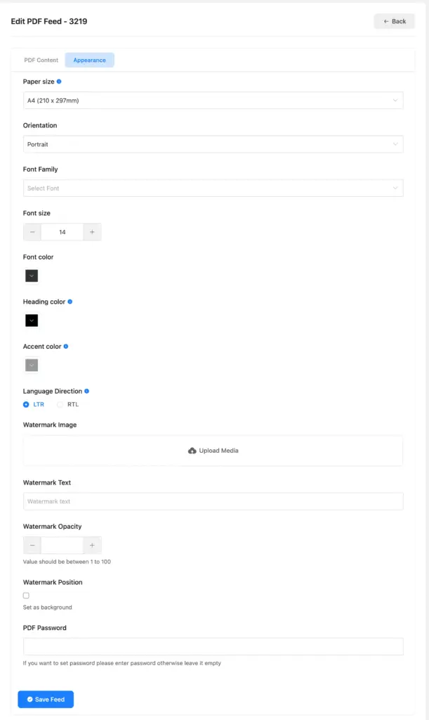 Fluent Forms PDF feed