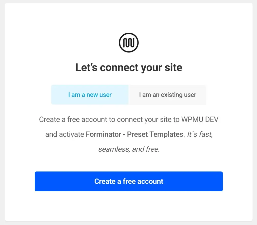 Create account Forminator