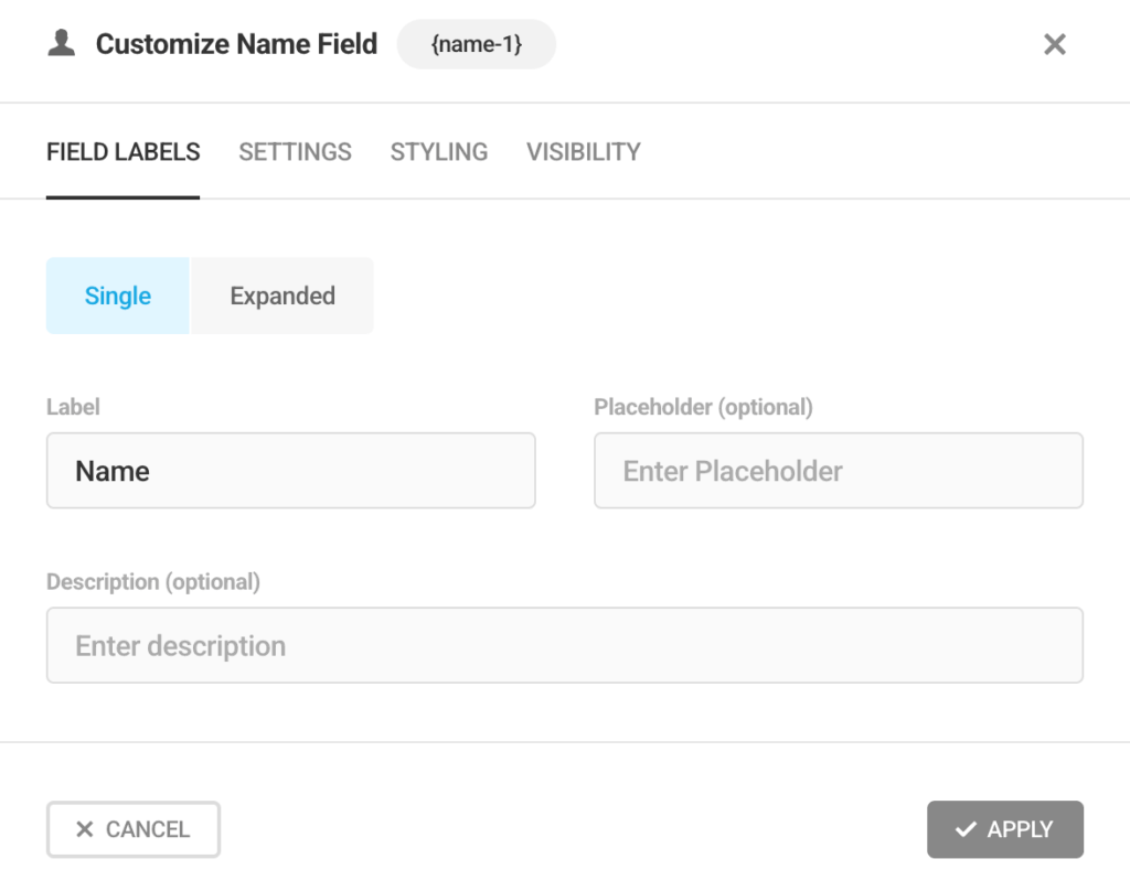 Field customization Forminator