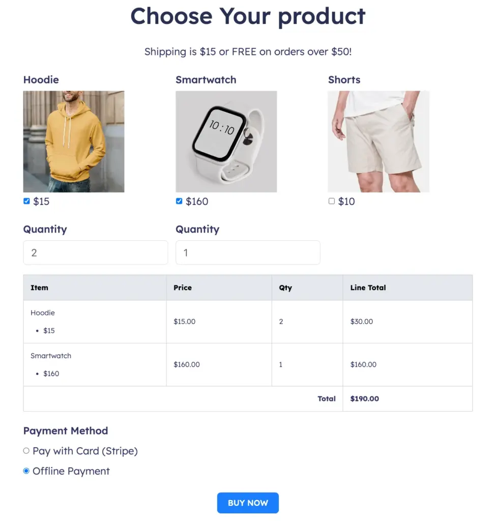 Shipping Cost Calculator example