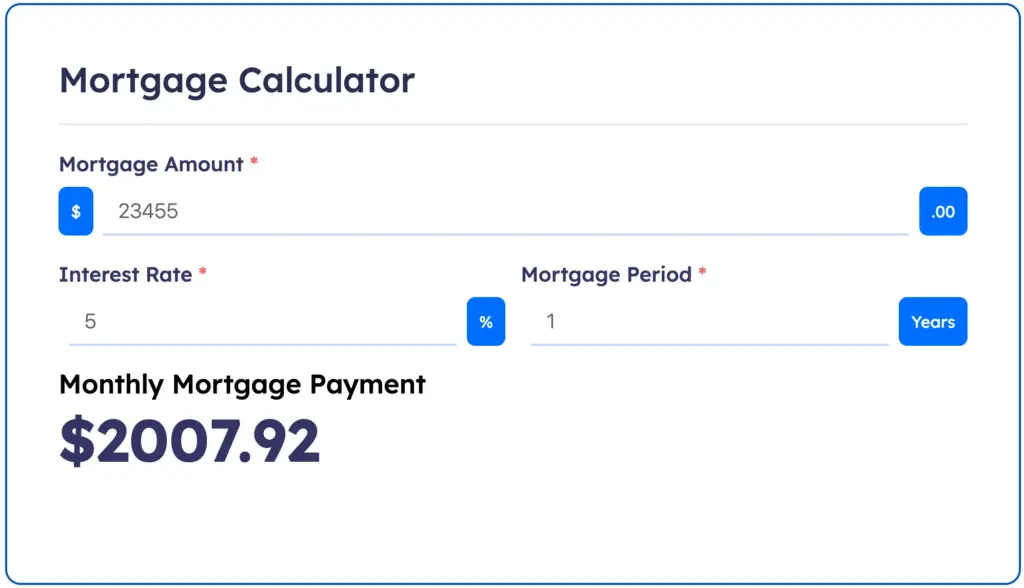 Simple Mortgage Calculator example