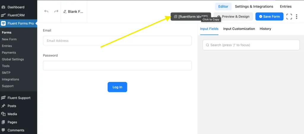 Copy Form Shortcode