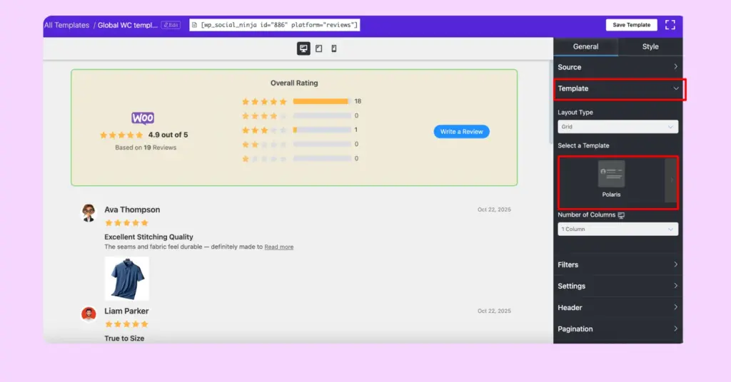 7.Polaris template for WooCommerce reviews 60494