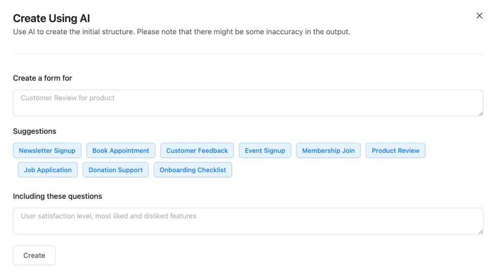 Fluent Forms AI Form Builder≠≠
