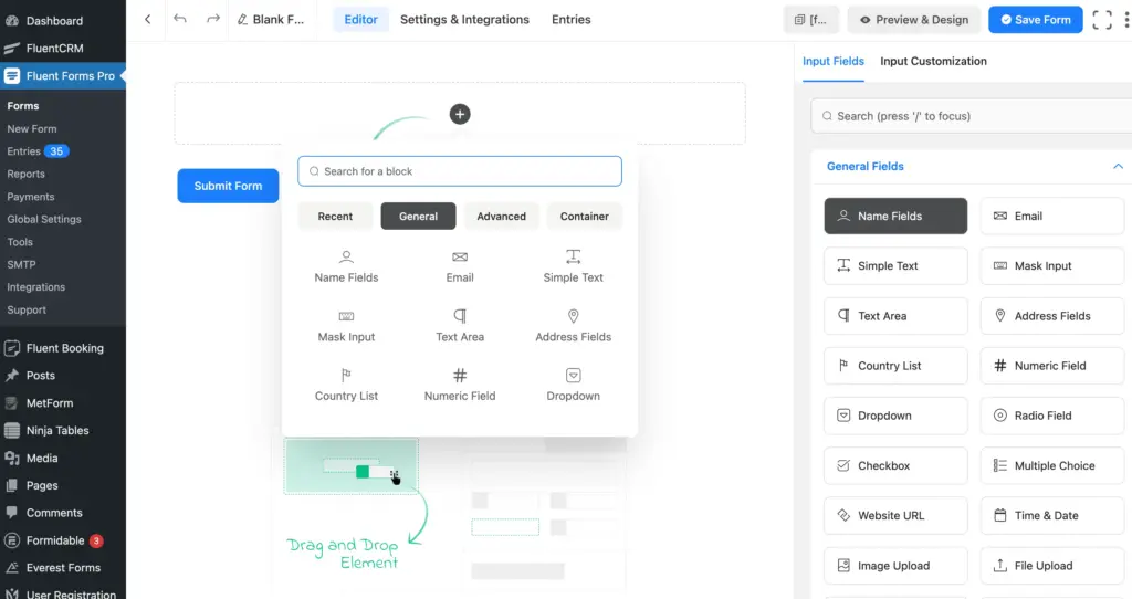 Fluent Forms Editor Page: Fluent Forms vs User Registration & Membership