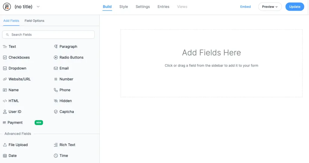 Formidable forms editor page