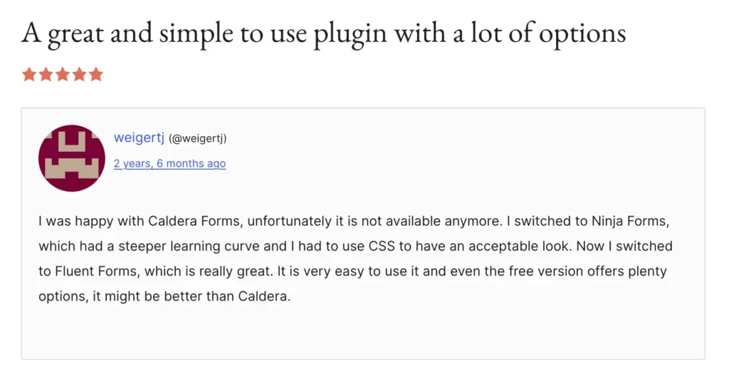 Ninja Forms vs. Fluent Forms user review