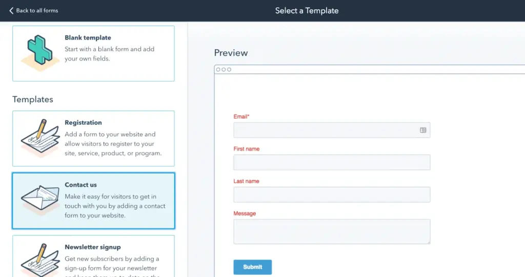 Hubspot forms builder