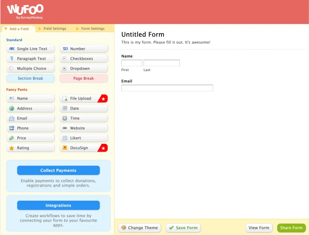 Wufoo form builder